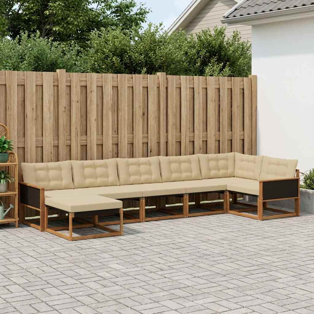 vidaXL Conjunto de sofás de exterior 7 uds. Natural y Beige