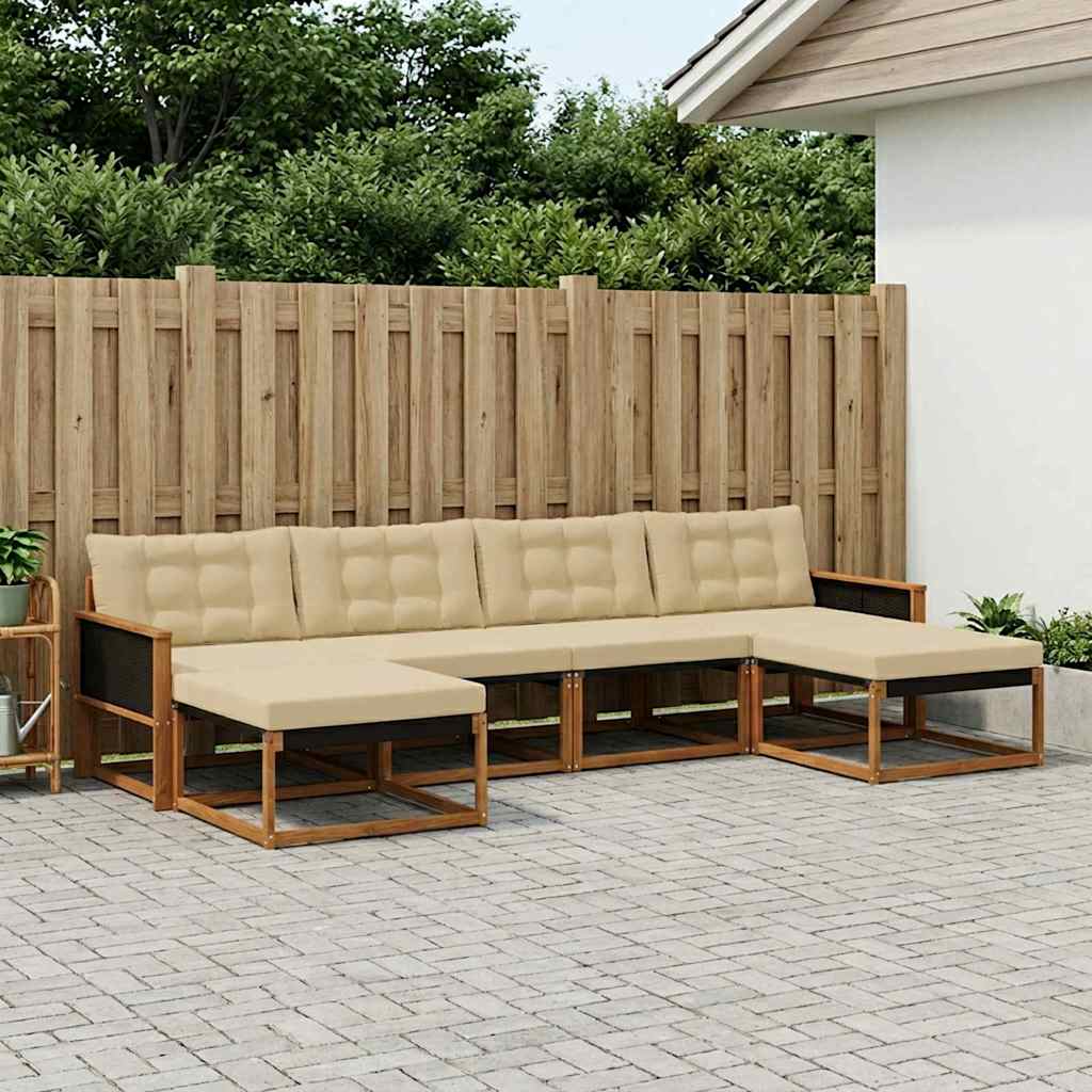 vidaXL Conjunto de sofás de exterior 6 uds. Natural y Beige