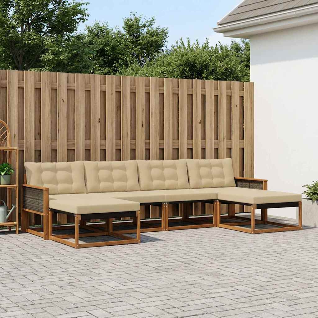 vidaXL Conjunto de sofás de exterior 6 uds. Natural y Beige