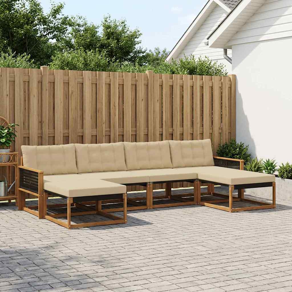 vidaXL Conjunto de sofás de exterior 6 uds. Natural y Beige