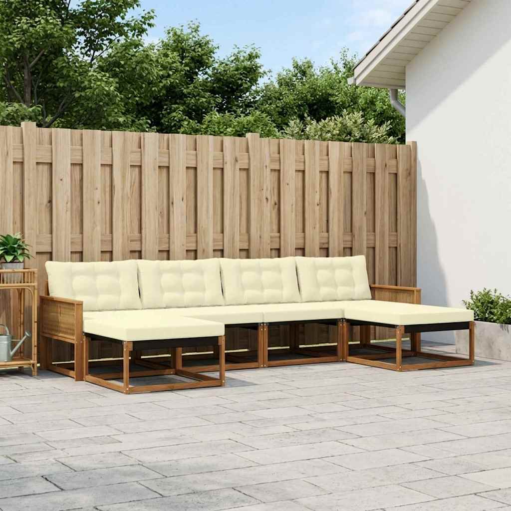 vidaXL Conjunto de sofás de exterior 6 uds. Natural y Crema