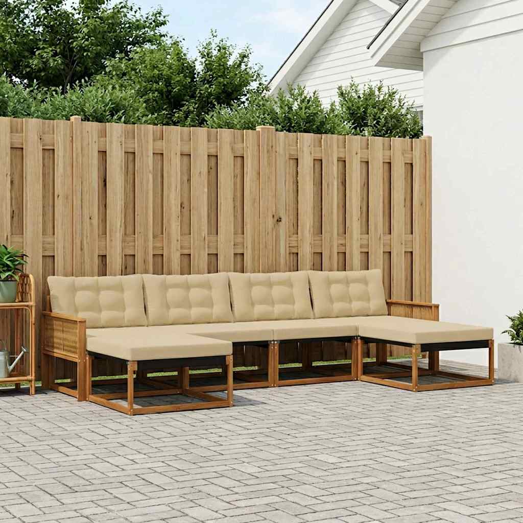 vidaXL Conjunto de sofás de exterior 6 uds. Natural y Beige