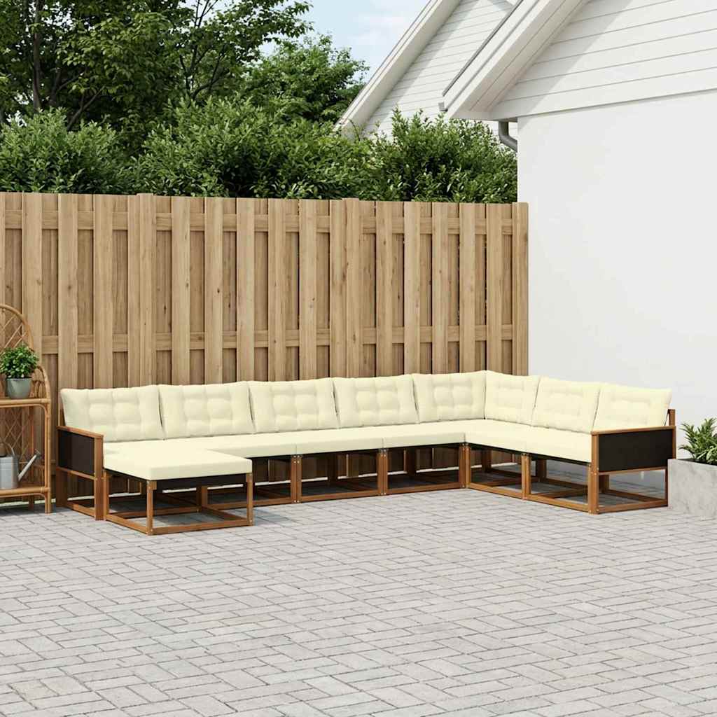 vidaXL Conjunto de sofás de exterior 8 uds. Natural y Crema