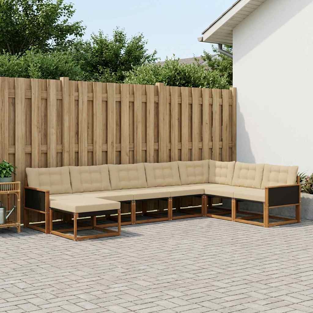 vidaXL Conjunto de sofás de exterior 8 uds. Natural y Beige