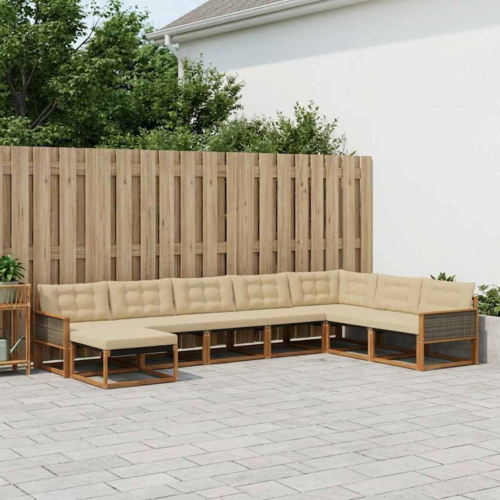 vidaXL Conjunto de sofás de exterior 8 uds. Natural y Beige