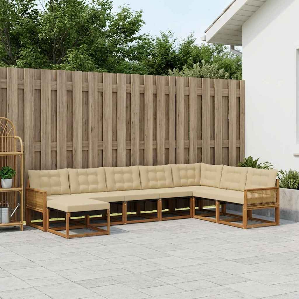 vidaXL Conjunto de sofás de exterior 8 uds. Natural y Beige