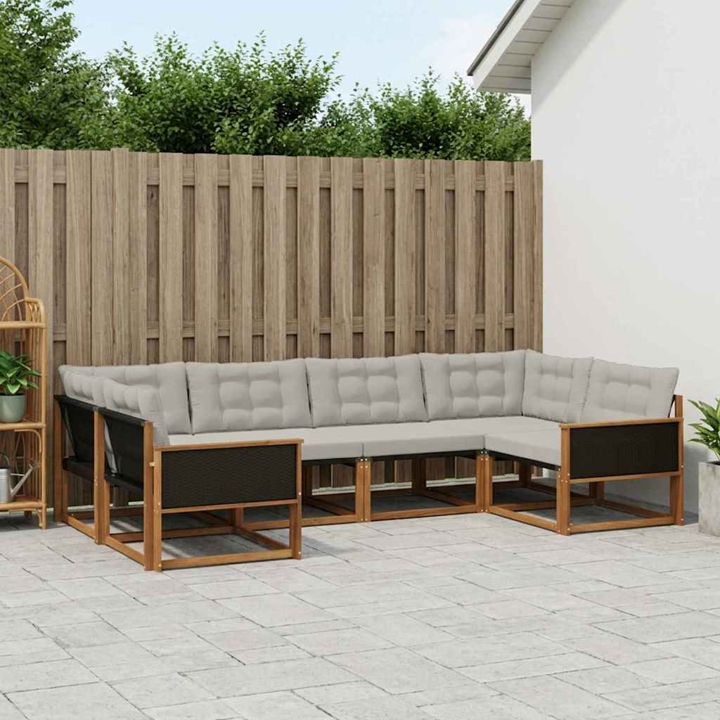 vidaXL Conjunto de sofás de exterior 6 uds. Natural y Gris Claro