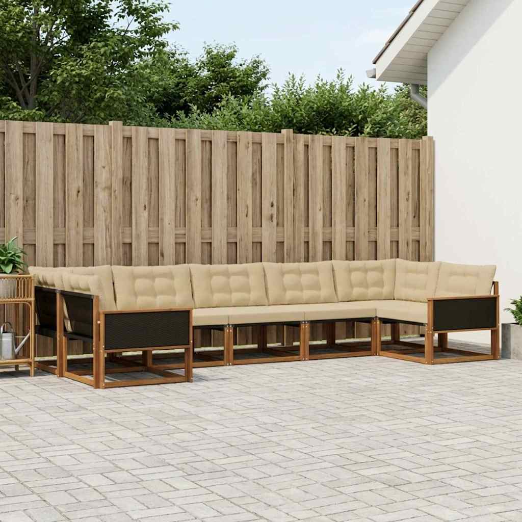 vidaXL Conjunto de sofás de exterior 7 uds. Natural y Beige