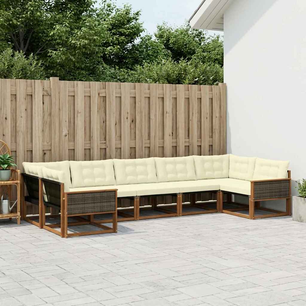 vidaXL Conjunto de sofás de exterior 7 uds. Natural y Crema