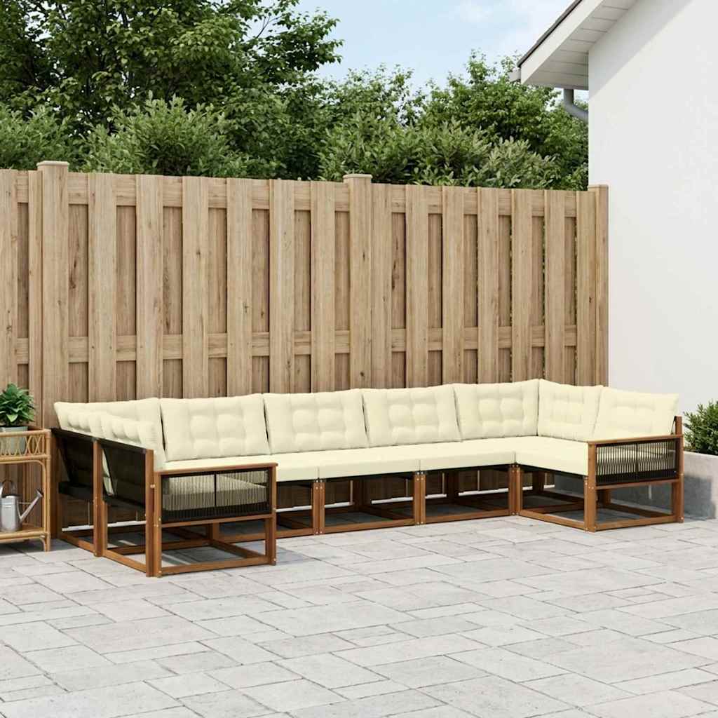 vidaXL Conjunto de sofás de exterior 7 uds. Natural y Crema