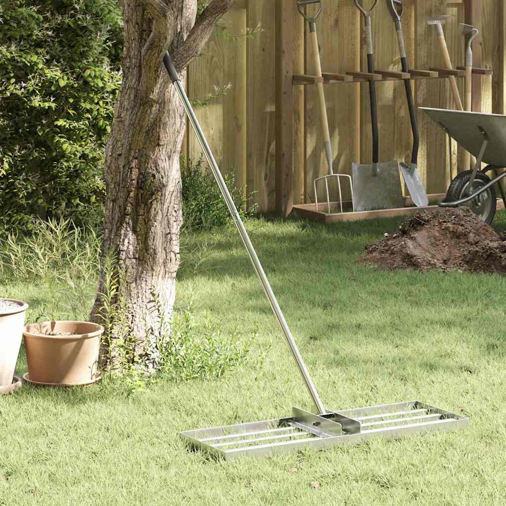 vidaXL Rastrillo nivelador de jardín Plateado Acero inoxidable