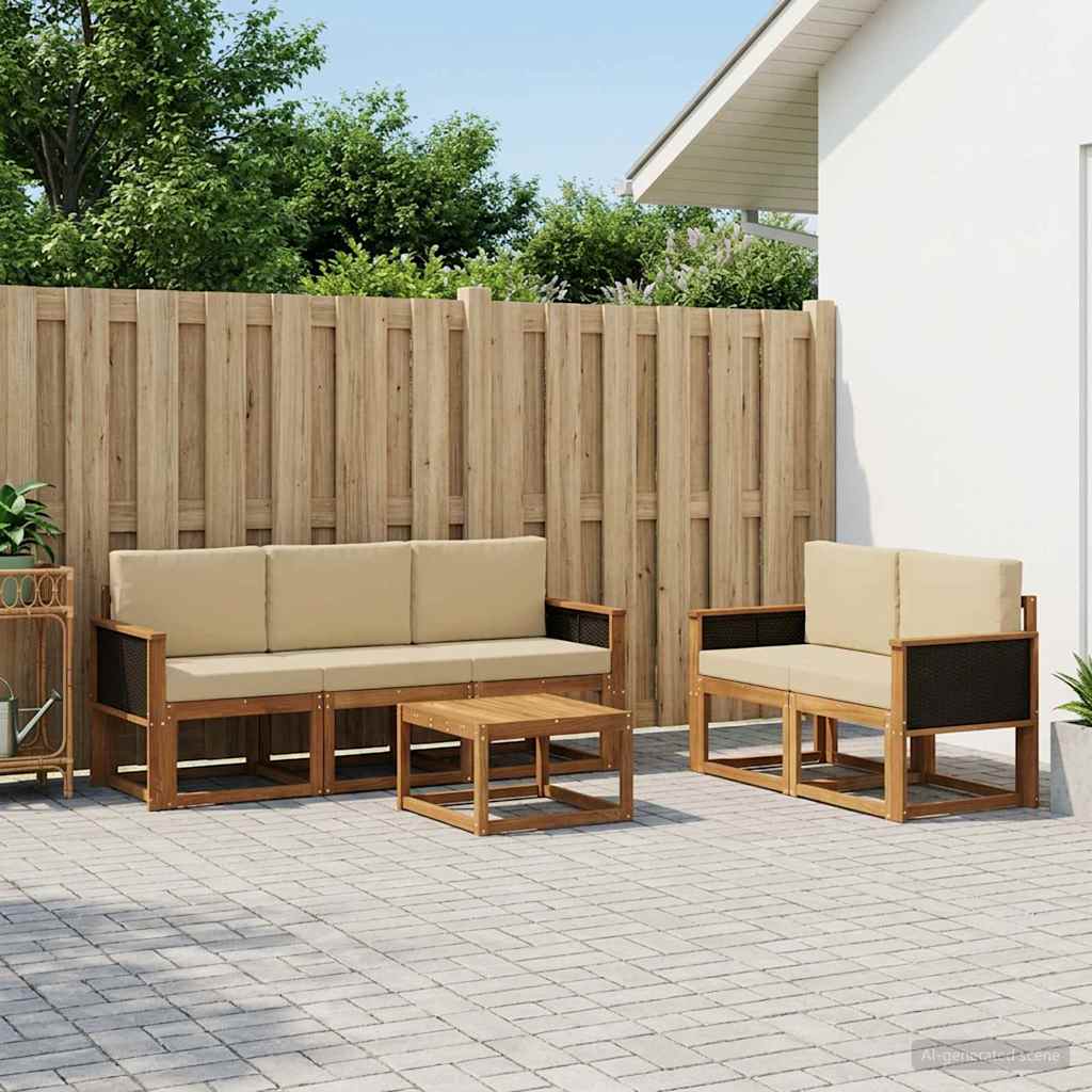 vidaXL Conjunto de sofás de exterior 6 uds. Natural