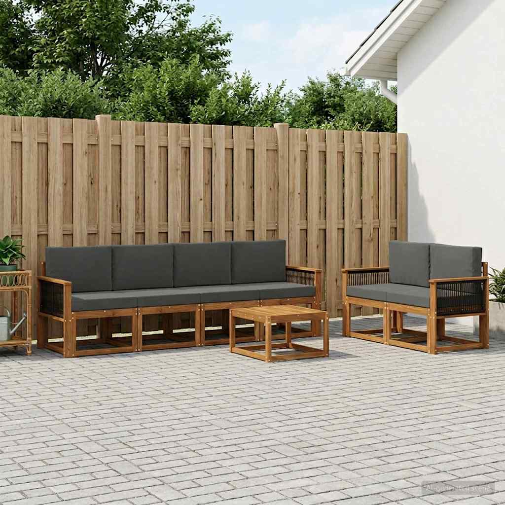 vidaXL Conjunto de sofás de exterior 6 uds. Natural y Antracita