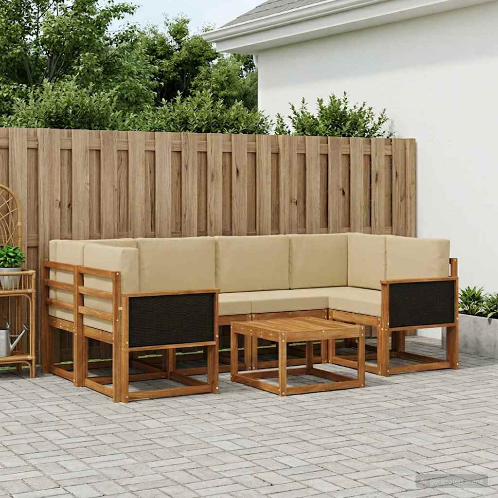 vidaXL Conjunto de sofás de exterior 5 uds. Natural