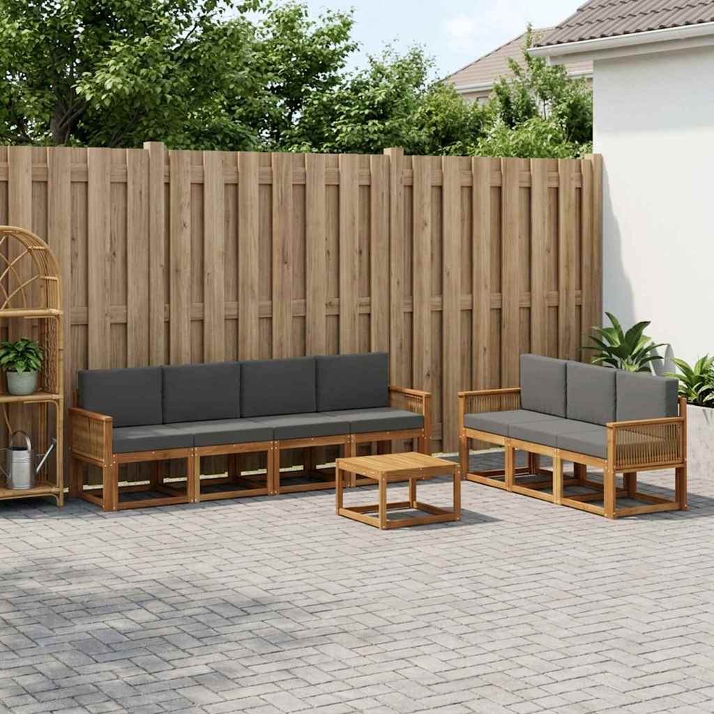 vidaXL Conjunto de sofás de exterior 8 uds. Natural y Antracita