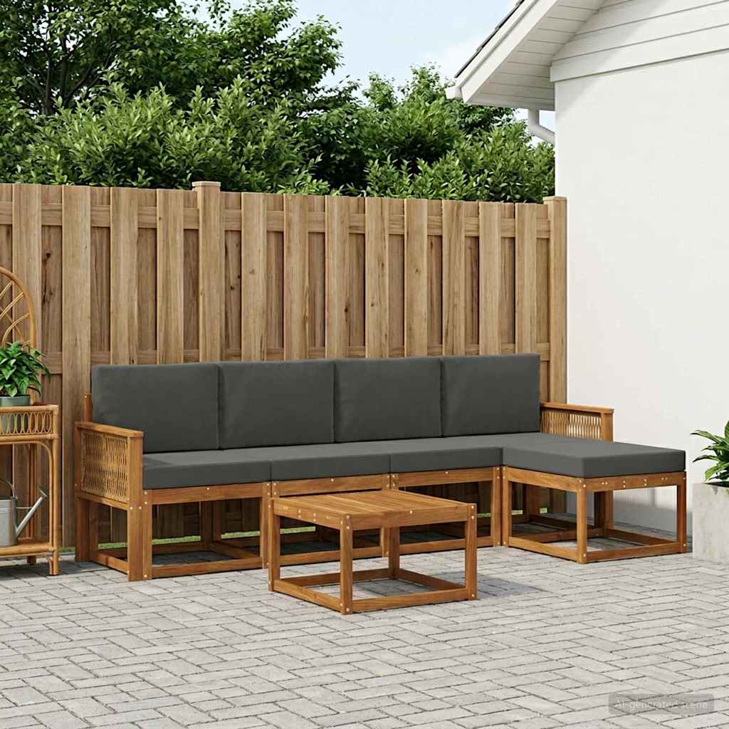 vidaXL Conjunto de sofás de exterior 6 uds. Natural y Antracita