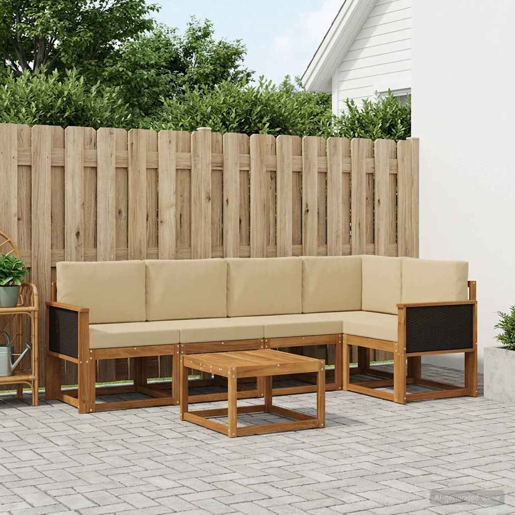 vidaXL Conjunto de sofás de exterior 6 uds. Natural y Beige