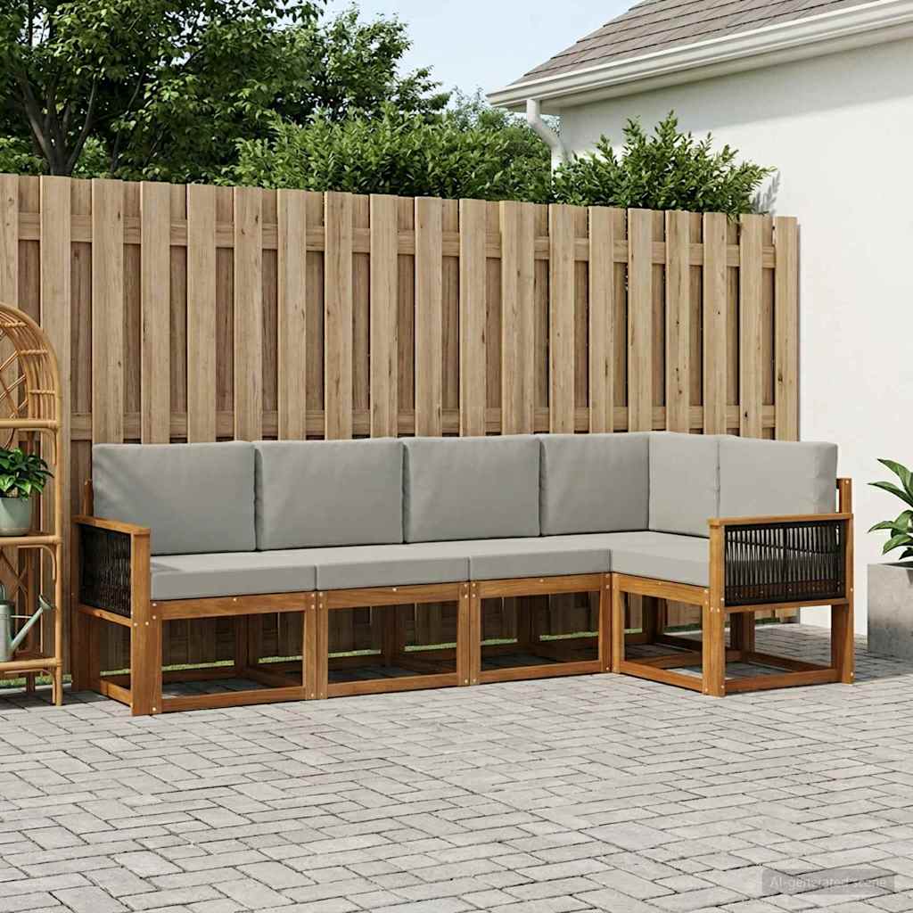 vidaXL Conjunto de sofás de exterior 6 uds. Natural y Gris Claro