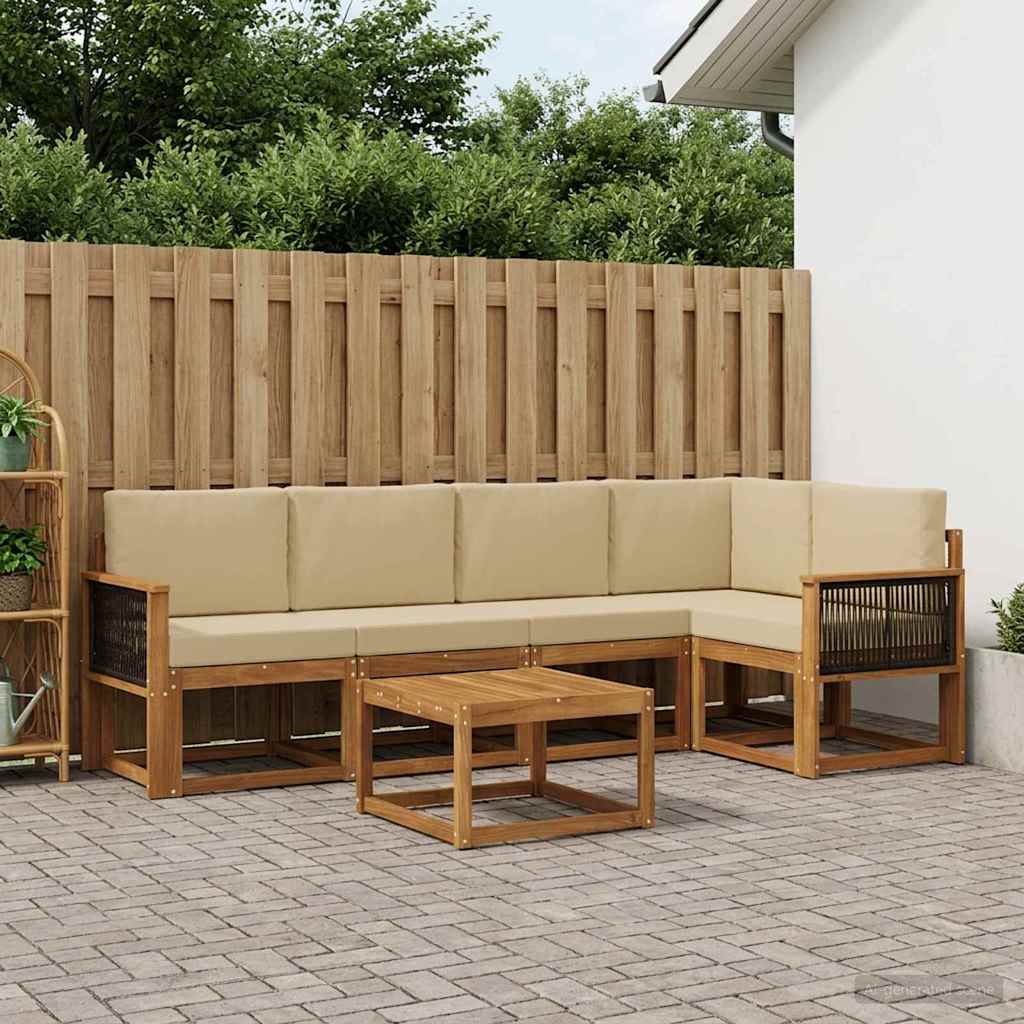 vidaXL Conjunto de sofás de exterior 6 uds. Natural y Beige