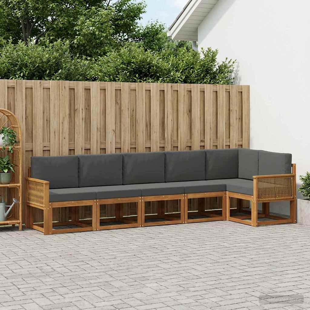 vidaXL Conjunto de sofás de exterior 6 uds. Natural y Antracita