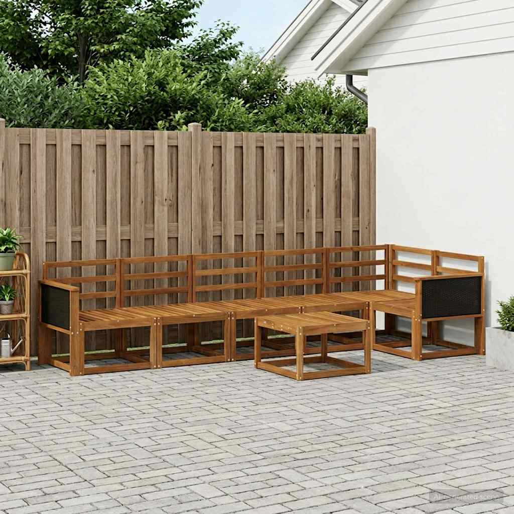 vidaXL Conjunto de sofás de exterior 7 uds. Natural