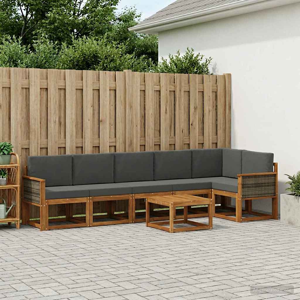 vidaXL Conjunto de sofás de exterior 7 uds. Natural y Antracita