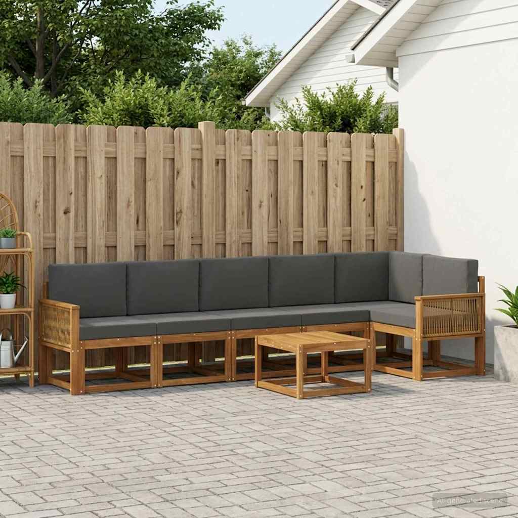 vidaXL Conjunto de sofás de exterior 7 uds. Natural y Antracita