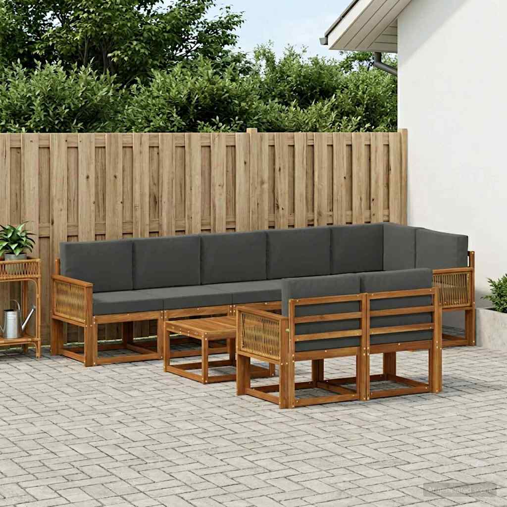 vidaXL Conjunto de sofás de exterior 9 uds. Natural y Antracita
