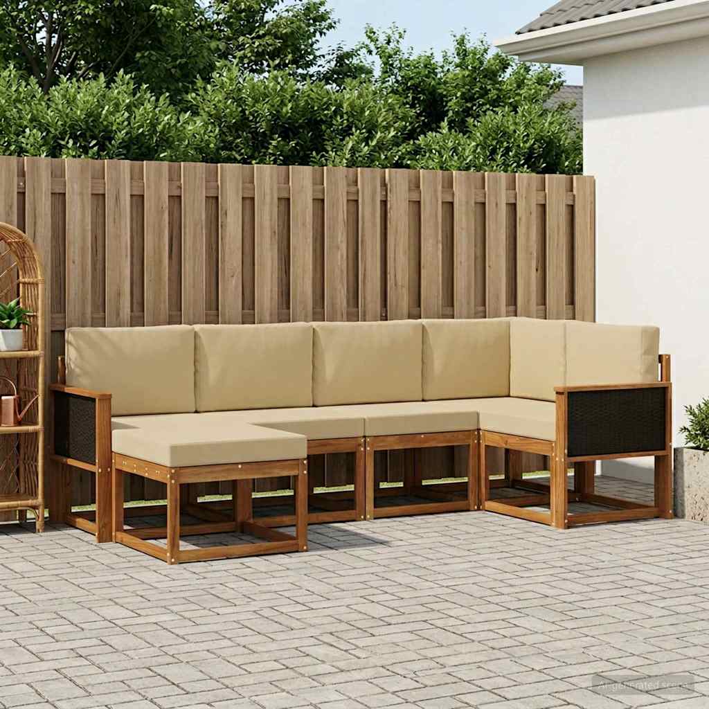 vidaXL Conjunto de sofás de exterior 6 uds. Natural y Beige
