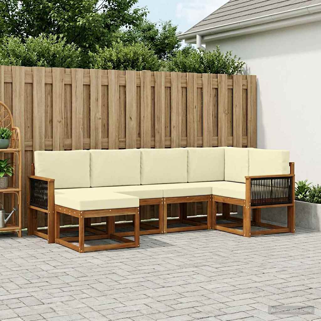 vidaXL Conjunto de sofás de exterior 6 uds. Natural y Crema