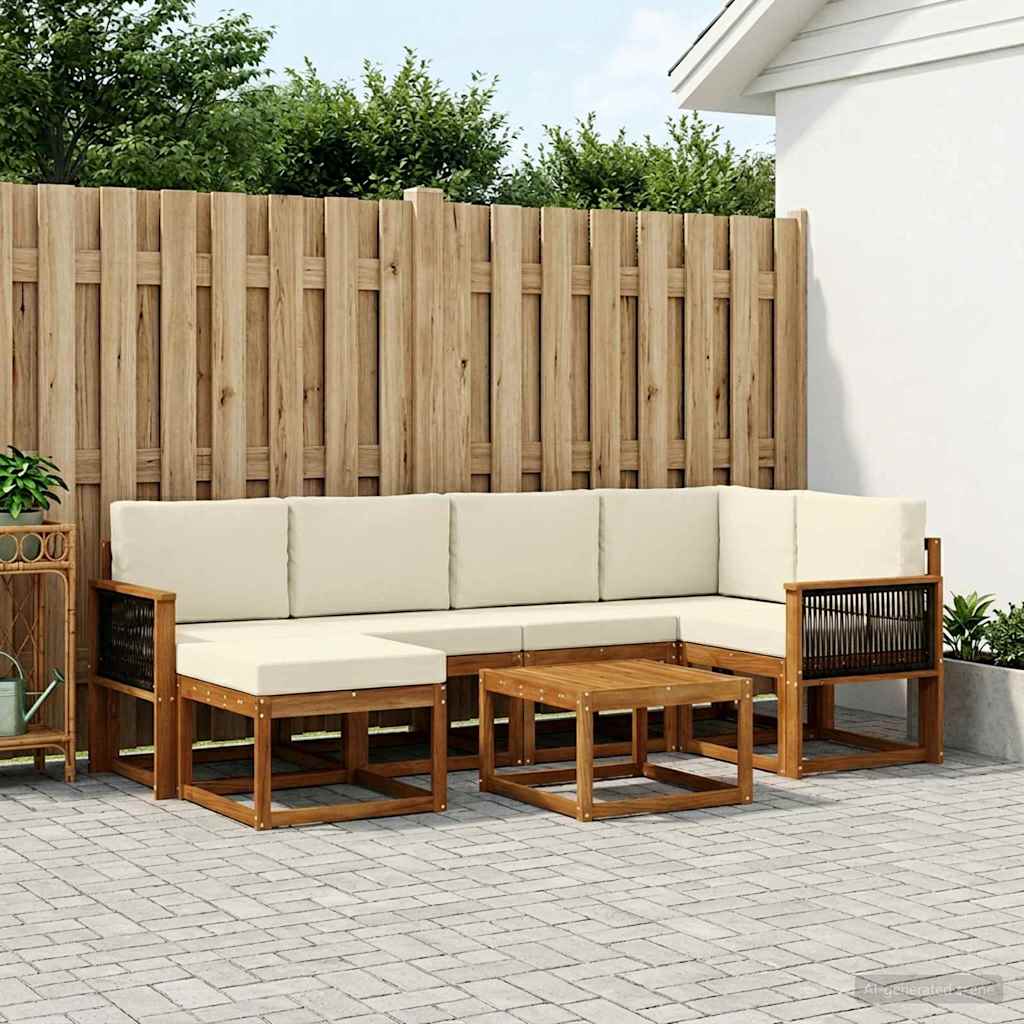 vidaXL Conjunto de sofás de exterior 7 uds. Natural y Crema