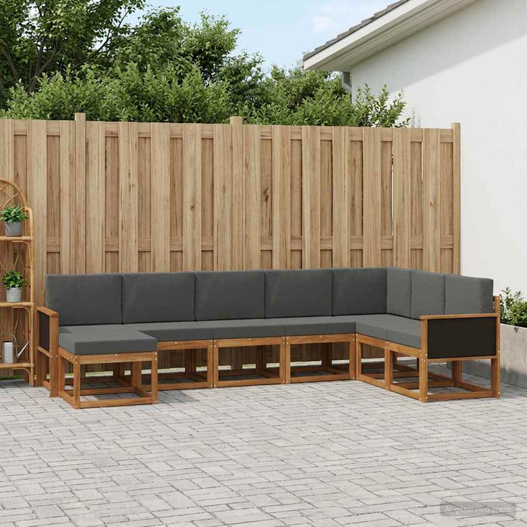 vidaXL Conjunto de sofás de exterior 8 uds. Natural y Antracita
