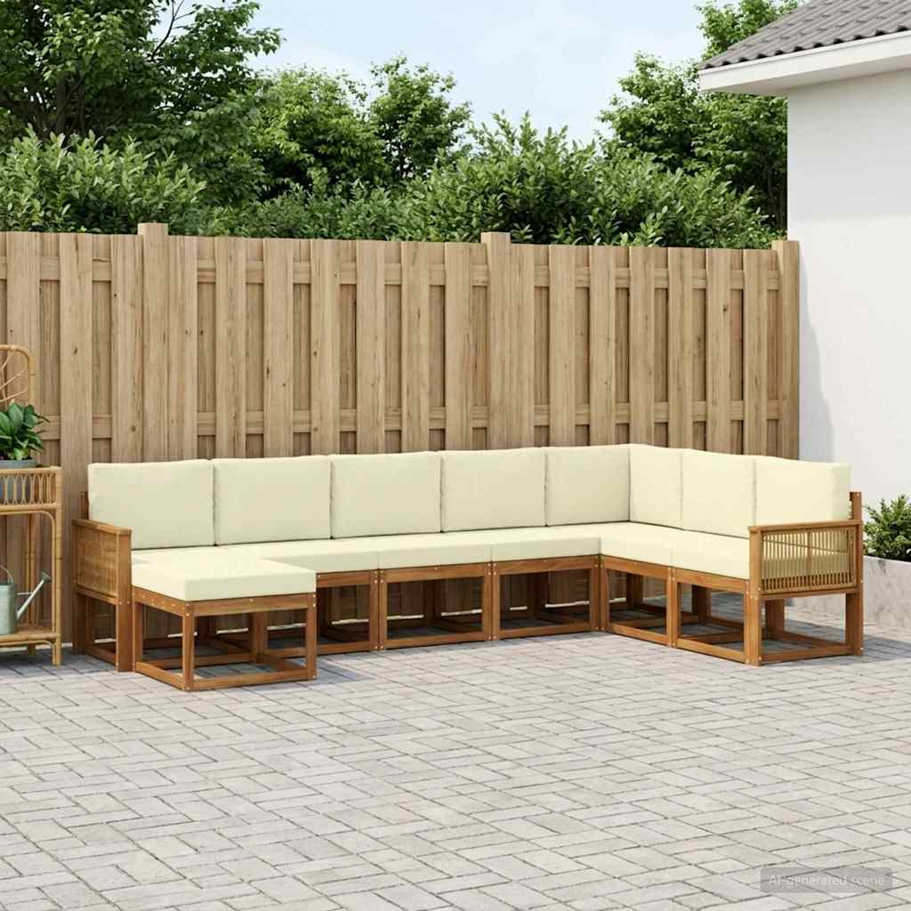 vidaXL Conjunto de sofás de exterior 8 uds. Natural y Crema