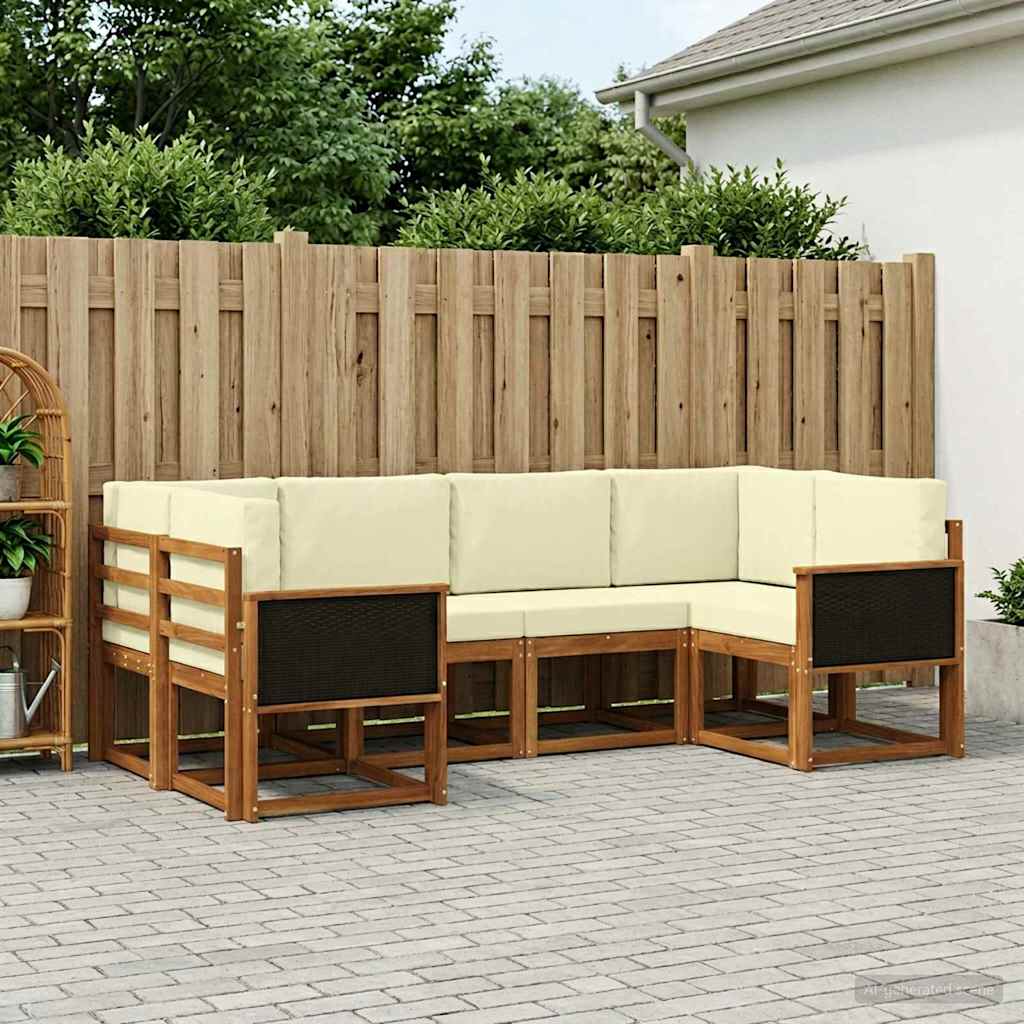 vidaXL Conjunto de sofás de exterior 6 uds. Natural y Crema