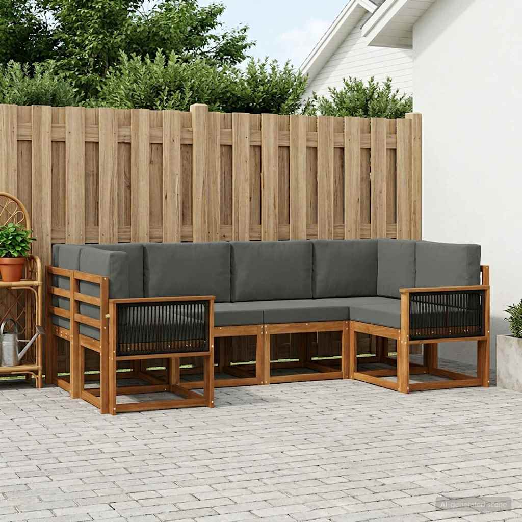 vidaXL Conjunto de sofás de exterior 6 uds. Natural y Antracita
