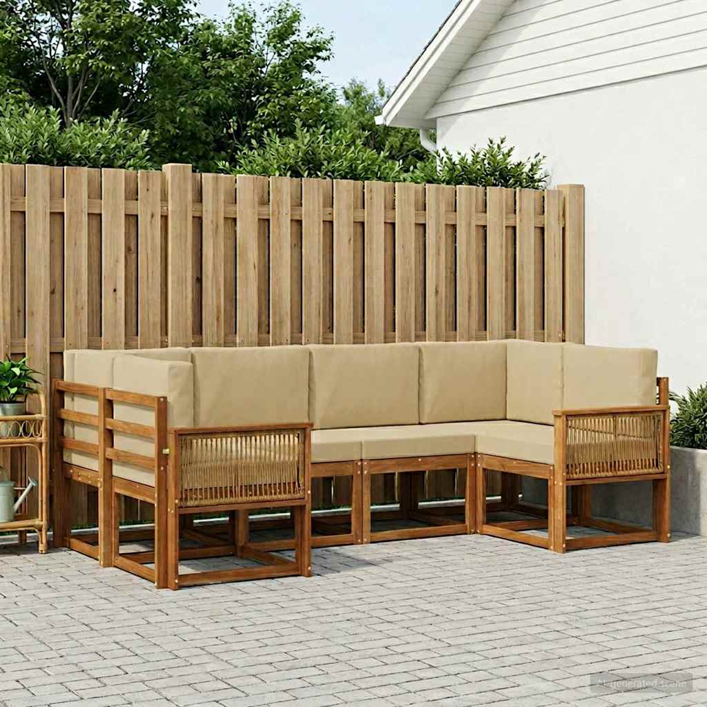 vidaXL Conjunto de sofás de exterior 6 uds. Natural y Beige
