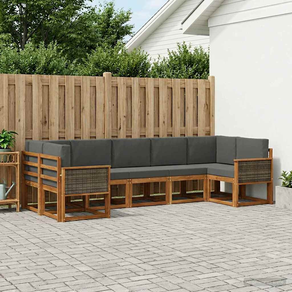 vidaXL Conjunto de sofás de exterior 7 uds. Natural y Antracita
