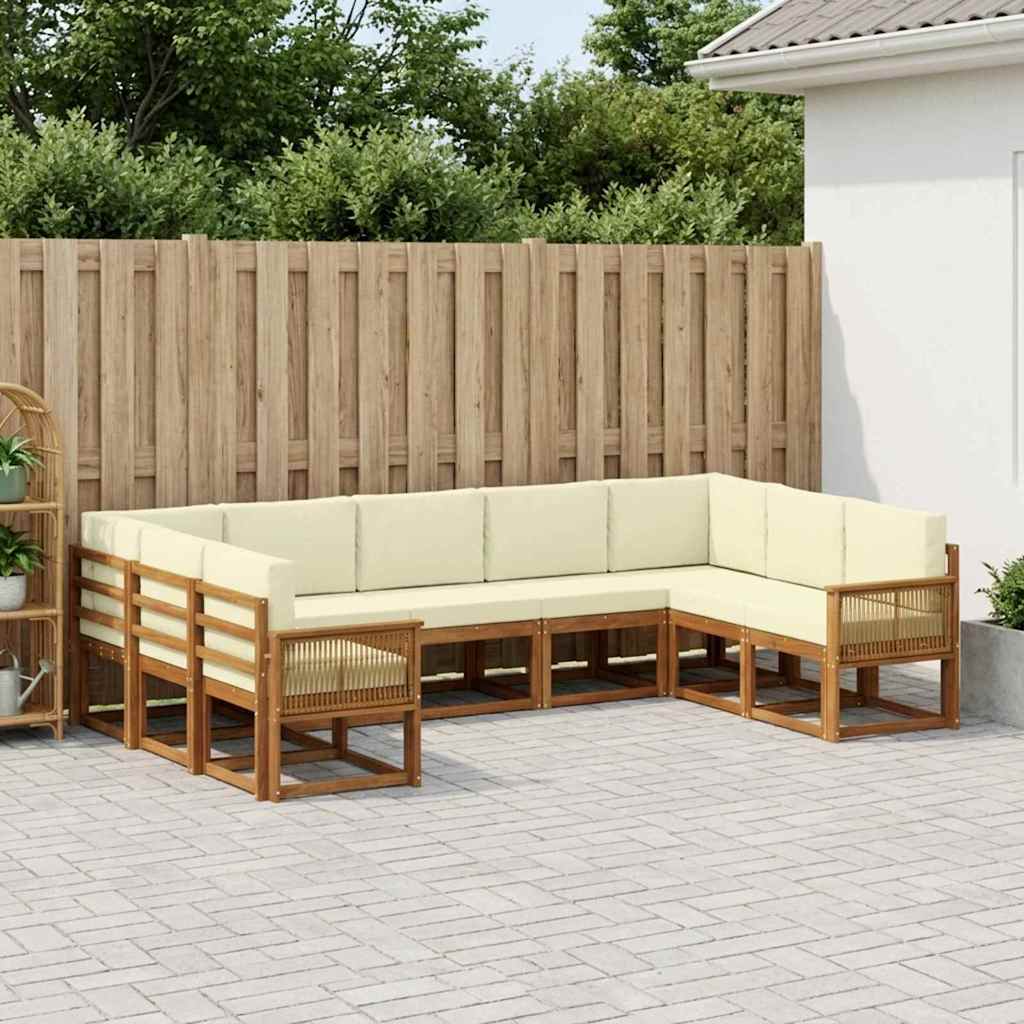 vidaXL Conjunto de sofás de exterior 9 uds. Natural y Crema
