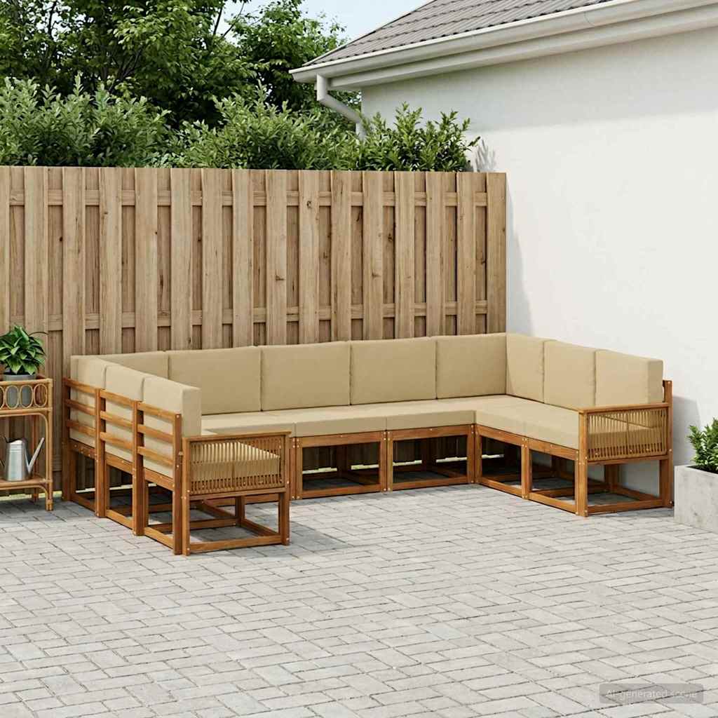 vidaXL Conjunto de sofás de exterior 9 uds. Natural y Beige