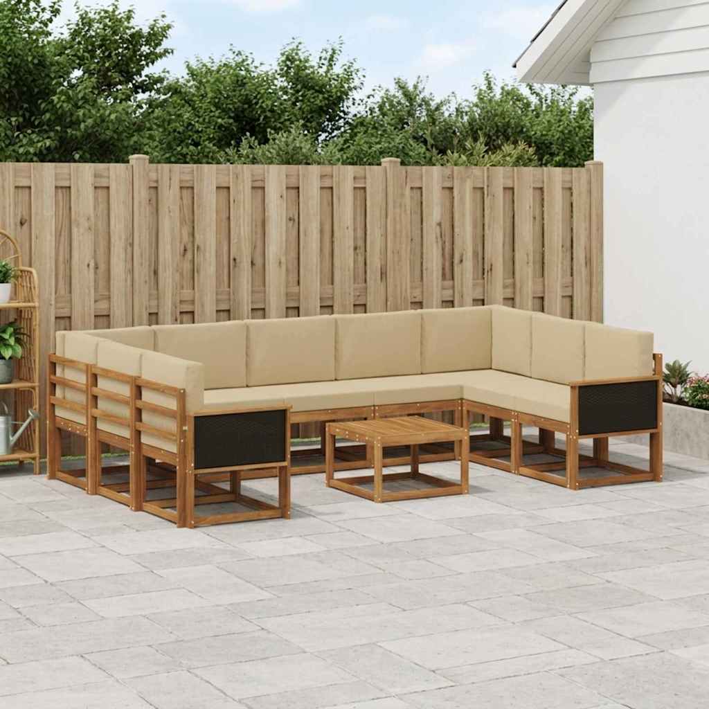 vidaXL Conjunto de sofás de exterior 10 uds. Natural y Beige