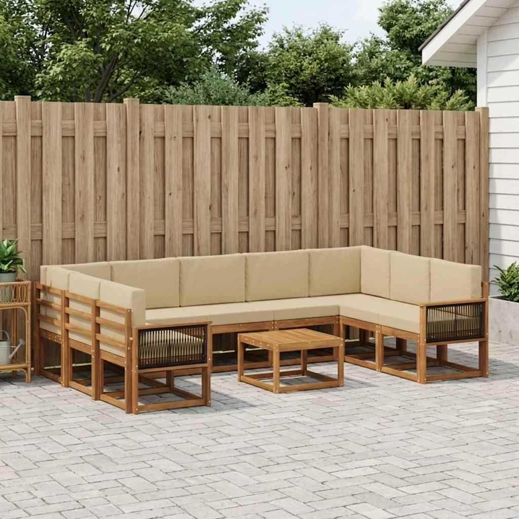 vidaXL Conjunto de sofás de exterior 10 uds. Natural y Beige
