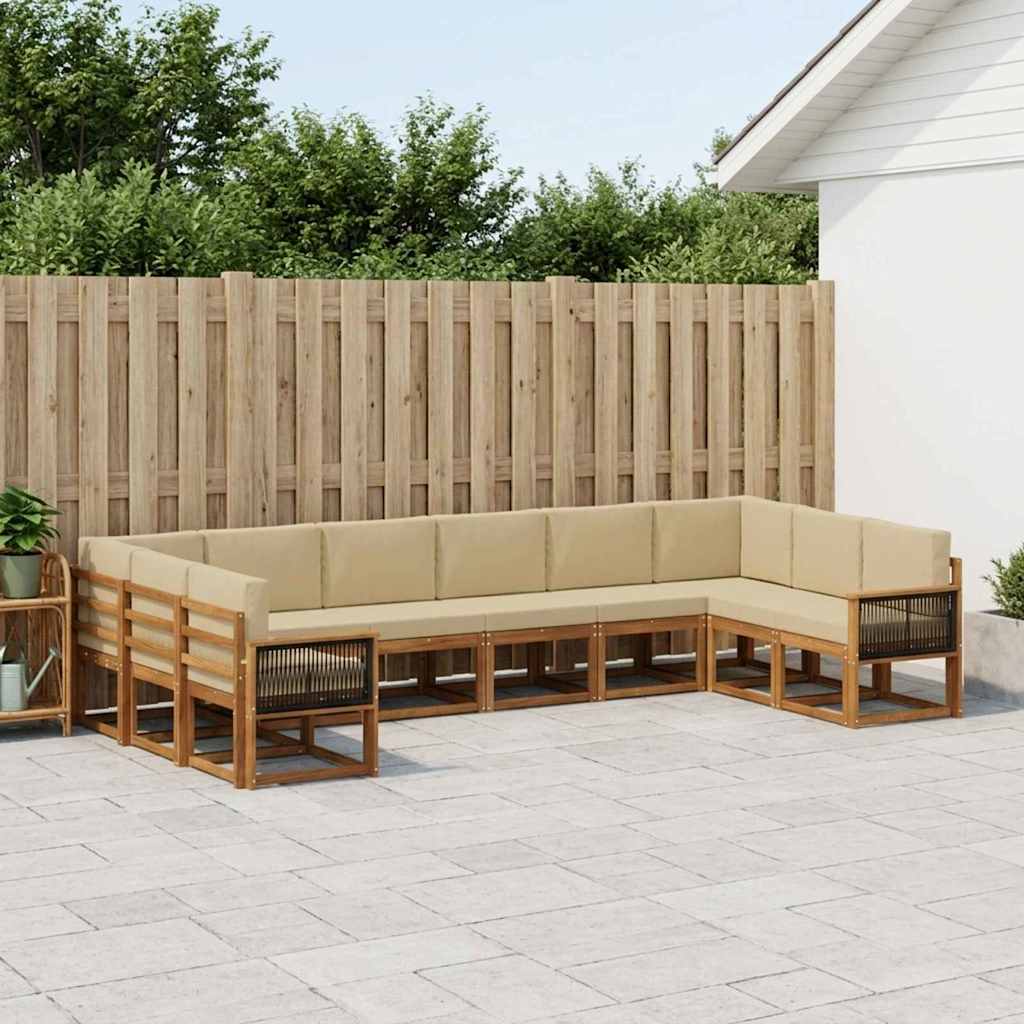 vidaXL Conjunto de sofás de exterior 10 uds. Natural y Beige