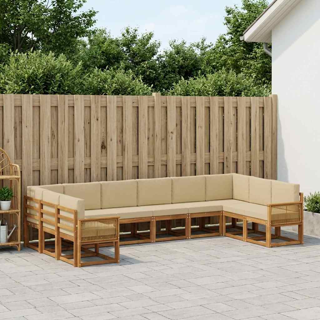vidaXL Conjunto de sofás de exterior 10 uds. Natural y Beige