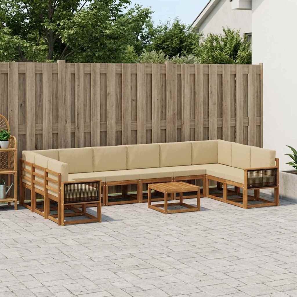 vidaXL Conjunto de sofás de exterior 11 uds. Natural y Beige
