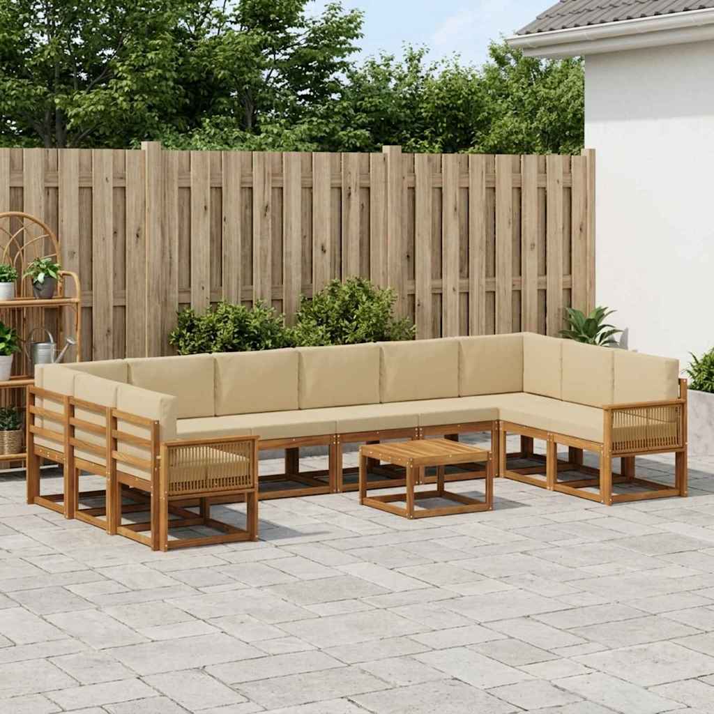 vidaXL Conjunto de sofás de exterior 11 uds. Natural y Beige
