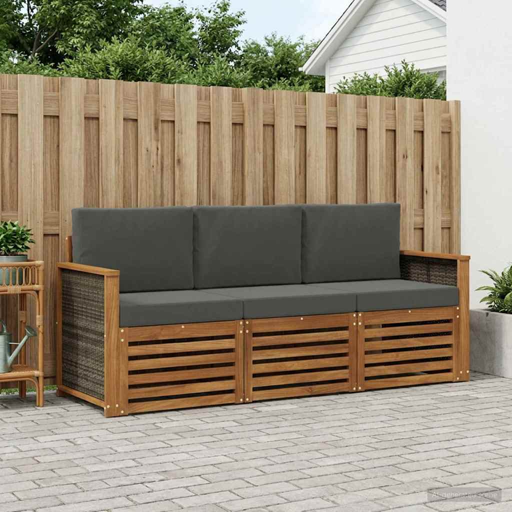 vidaXL Juegos de sofás 3 uds. Madera de Acacia Sólida