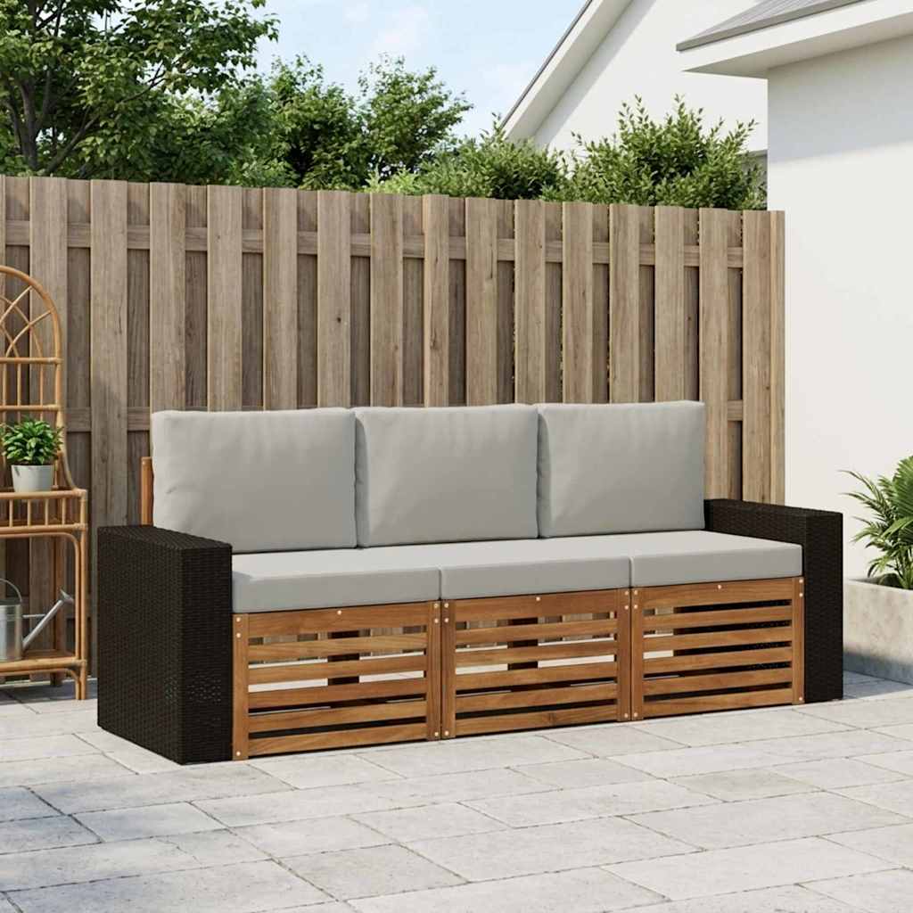 vidaXL Juegos de sofás 3 uds. Madera de Acacia Sólida