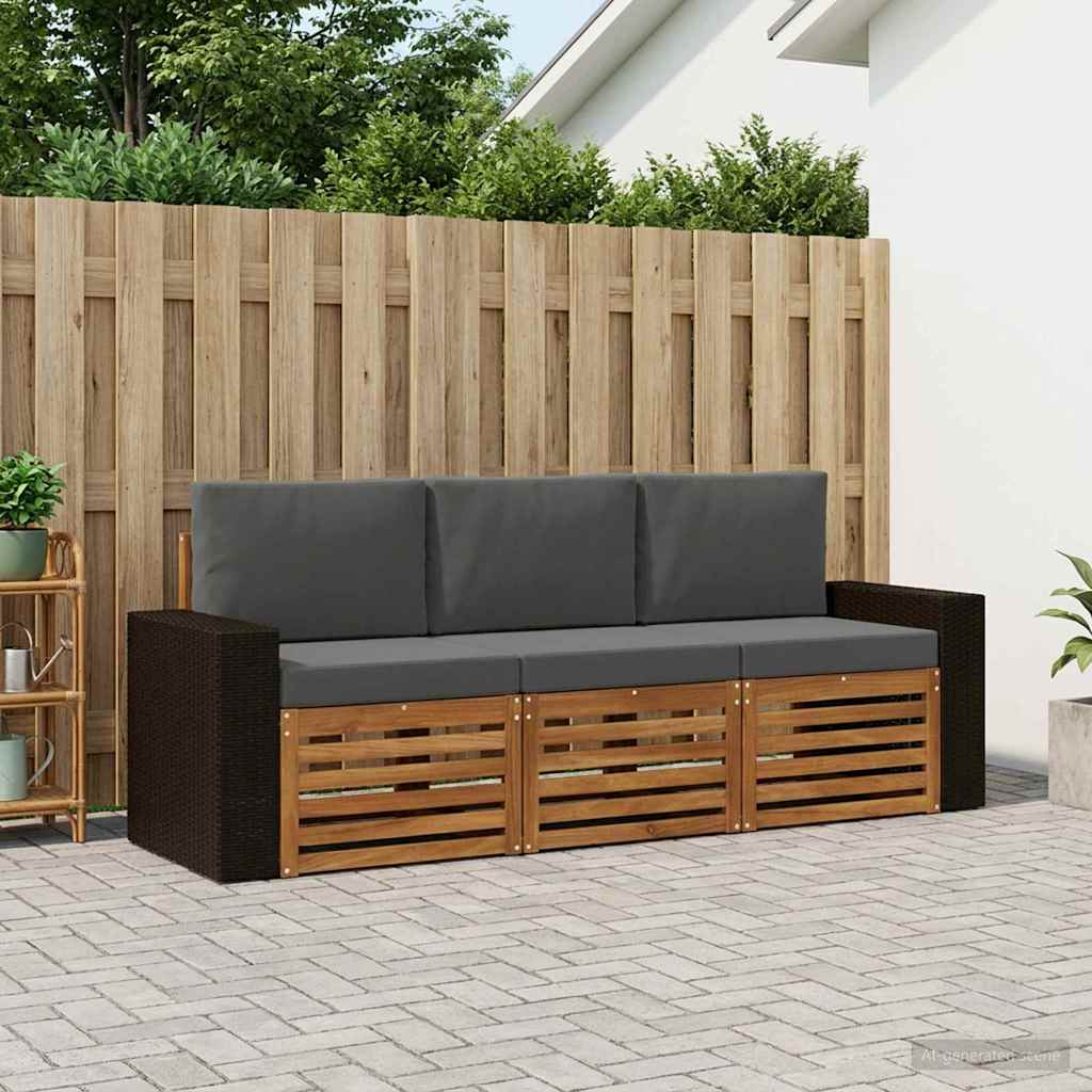 vidaXL Juegos de sofás 3 uds. Madera de Acacia Sólida
