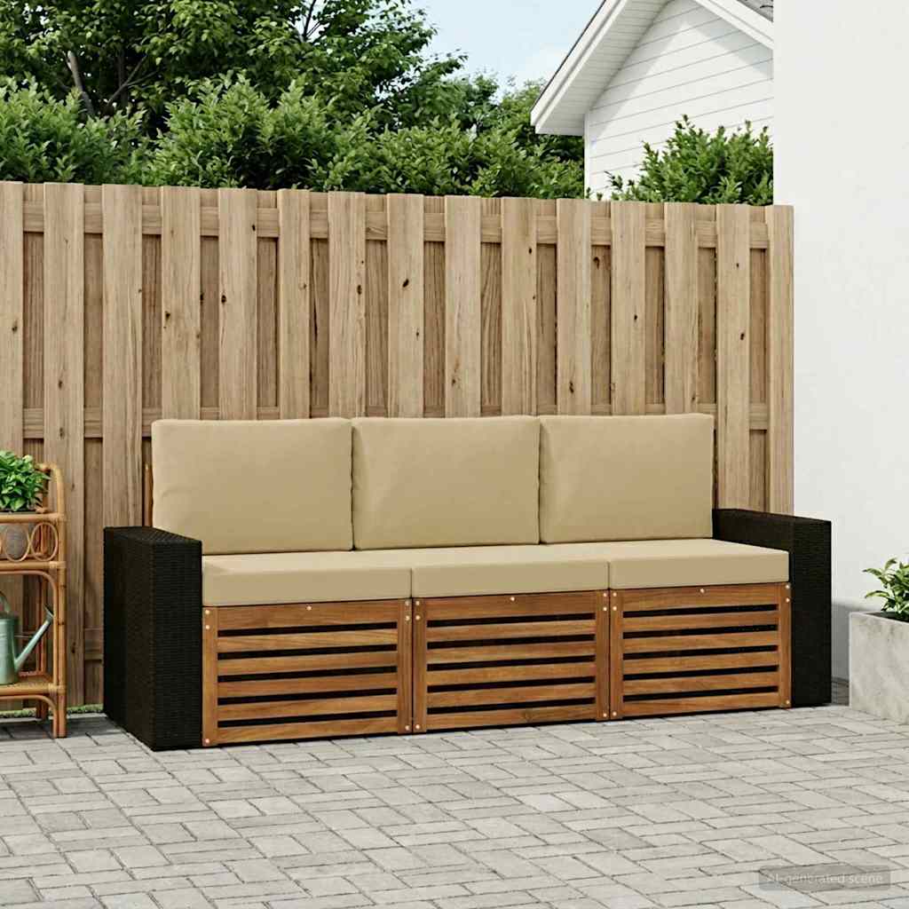 vidaXL Juegos de sofás 3 uds. Madera de Acacia Sólida