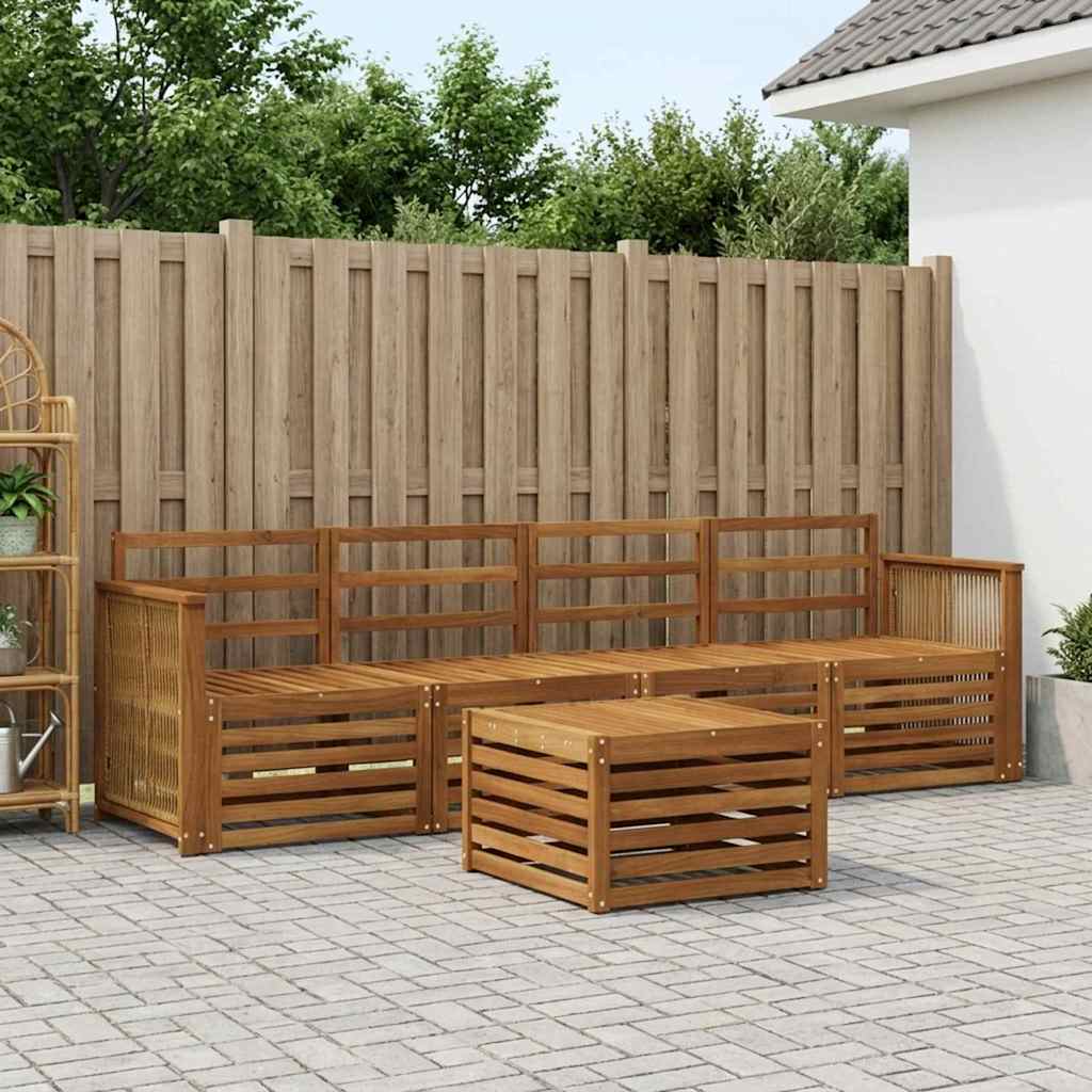 vidaXL Conjunto de sofás de exterior 5 uds. Natural